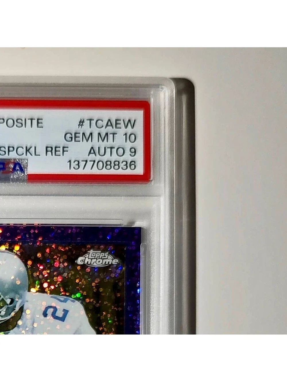 Everson Walls 2023 Topps Chrome Purple Speckle Refractor 197/199 PSA 10 Auto 9